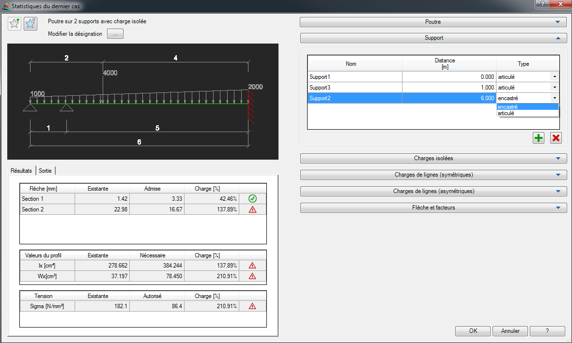 Neu lassen sich Lastfälle mit einem wesentlich höheren Freiheitsgrad bei der Auswahl der Bedingungen berechnen Statique